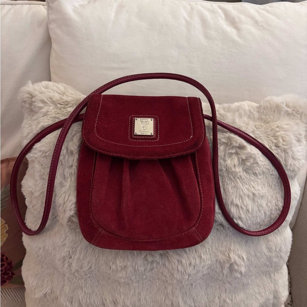 NWOT Tignanello Red Suede Crossbody Bag